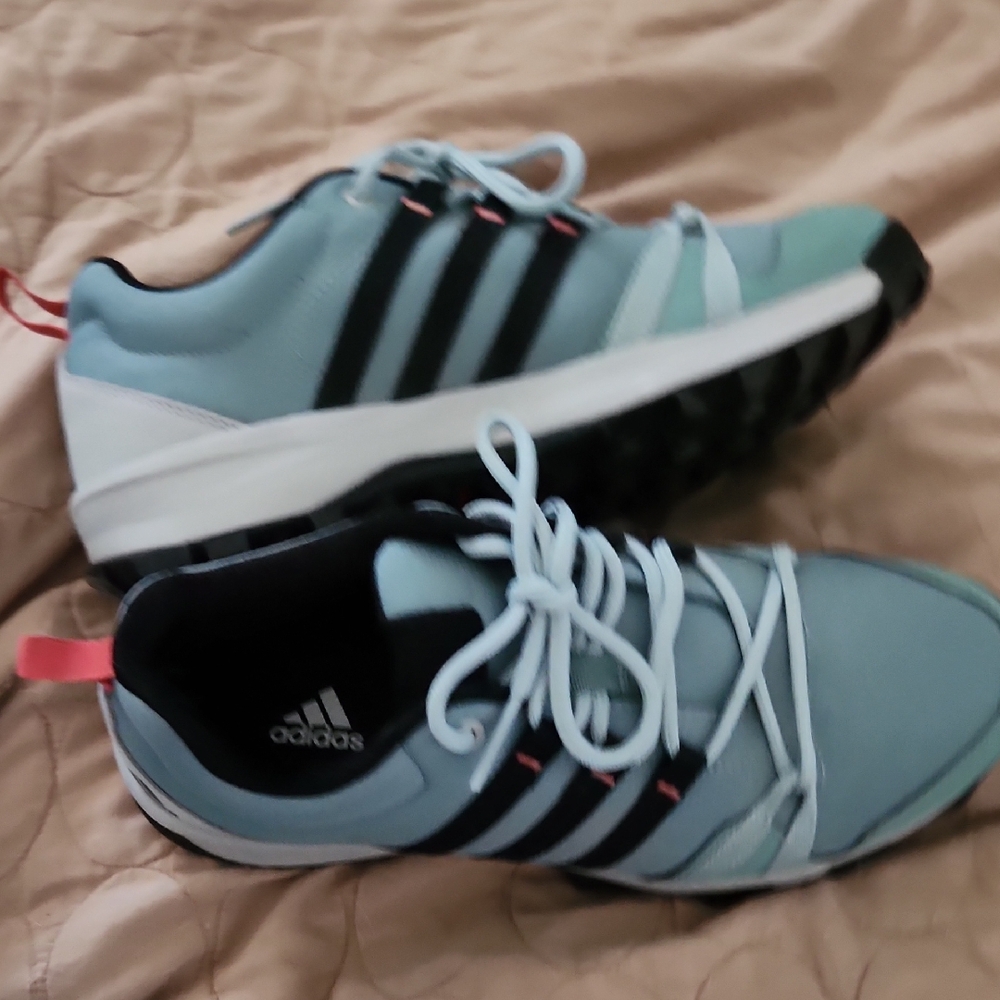Adidas Light Blue and Black Athletic Shoes ..womens